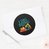 Ik ben 3 graafmachine die drie keer draait. ronde sticker (Envelop)