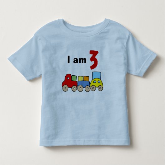 Ik ben 3 (houten speelgoed trein) kinder shirts (Voorkant)