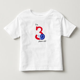 "Ik ben 3 jaar oud!" + Schattige Happy Blue Snail Kinder Shirts