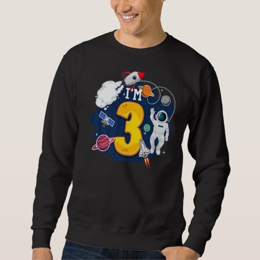 Ik ben 3 jaar oude Astronaut Outer Space 3rd Birth Trui (Voorkant)