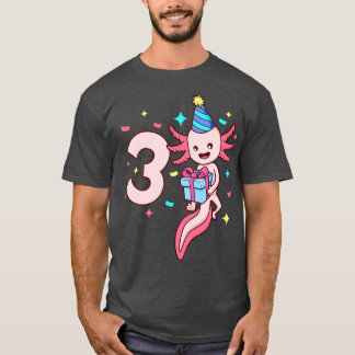 Ik ben 3 met axolotl meisje verjaardag 3 jaar oud t-shirt