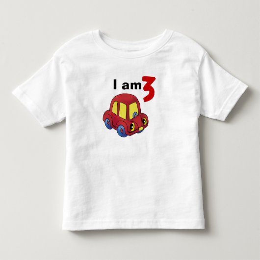Ik ben 3 (rode speelgoed auto) kinder shirts (Voorkant)