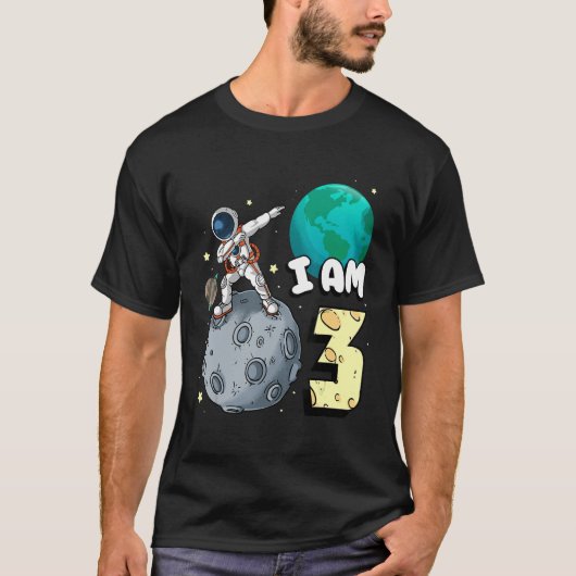 Ik ben 3 Space Astronaut Kind Moon Walker 3rd Birt T-shirt (Voorkant)