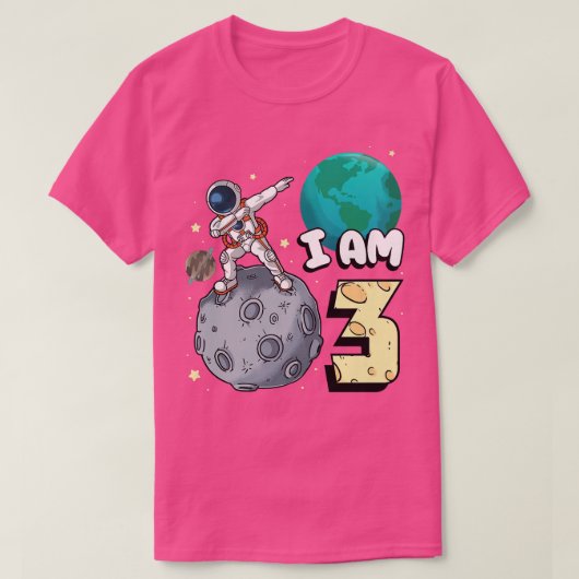 Ik ben 3 Space Astronaut Kind Moon Walker 3rd Birt T-shirt (Design voorkant)