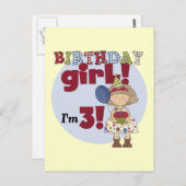 Ik ben 3 Verjaardags Meisje Tshirts en Geschenken Briefkaart (Voorkant / Achterkant)