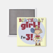 Ik ben 3 Verjaardags Meisje Tshirts en Geschenken Magneet (Voorkant / Achterkant)