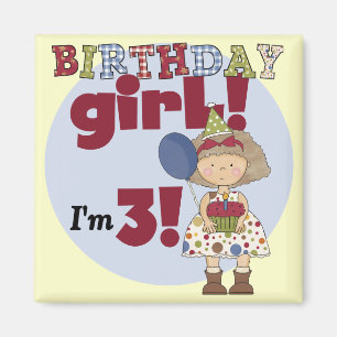 Ik ben 3 Verjaardags Meisje Tshirts en Geschenken Magneet