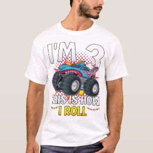 Ik ben 3 zo draai ik Monster Truck Mannen T-shirt