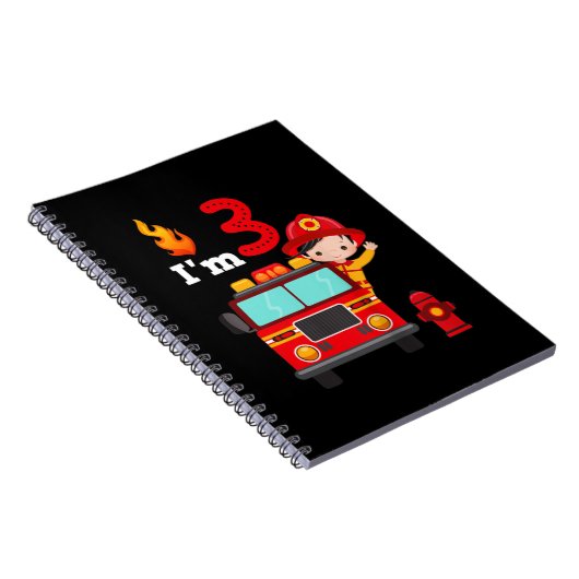 Ik ben 3rd Birthday Boy Fire Engine Truck Toddler Notitieboek (Rechterzijde)