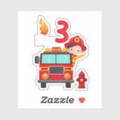 Ik ben 3rd Birthday Boy Fire Engine Truck Toddler Sticker (Vel)