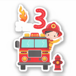 Ik ben 3rd Birthday Boy Fire Engine Truck Toddler Sticker