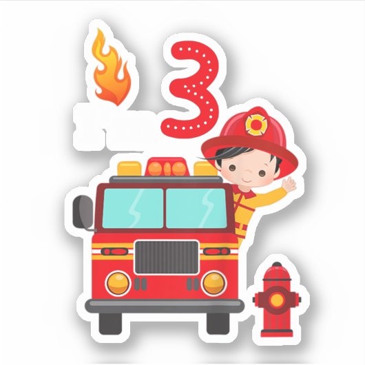 Ik ben 3rd Birthday Boy Fire Engine Truck Toddler Sticker (Voorkant)