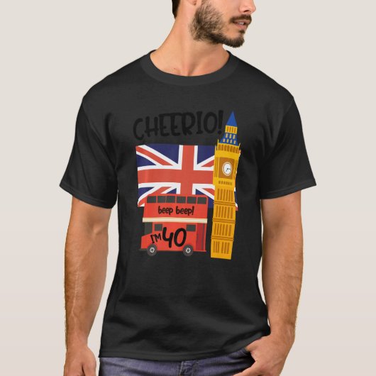 Ik ben 40 40ste verjaardag British London Theme Fo T-shirt (Voorkant)