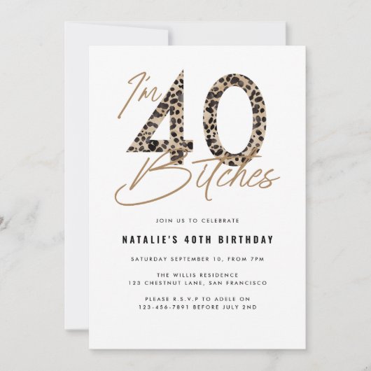 Ik ben 40 dieren print stijlvol script (Voorkant)