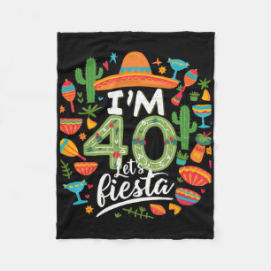 Ik ben 40 Let's Fiesta 40ste verjaardag Cinco De M Fleece Deken