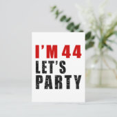 Ik ben 44 Let's Party Uitnodiging Briefkaart (Staand voorkant)
