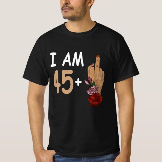 Ik ben 45 plus 1 wijsvinger voor een 46e verjaarda t-shirt (Voorkant)