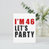 Ik ben 46 Let's Party Uitnodiging Briefkaart (Staand voorkant)