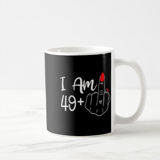 Ik ben 49 Plus 1 Middenvinger Grappige 50e Verjaar Koffiemok (Rechts)