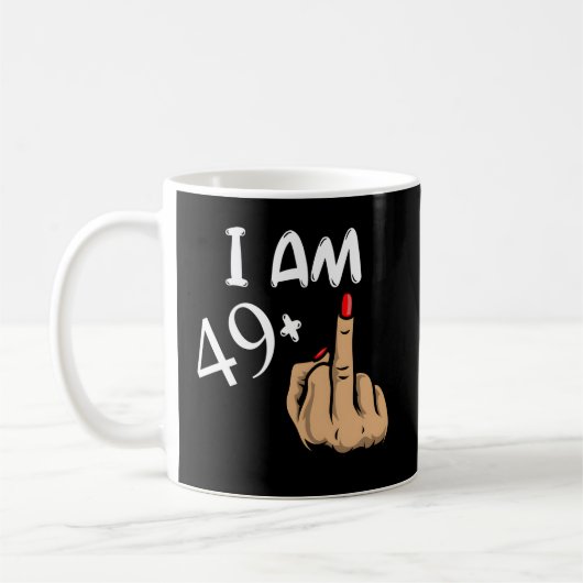 Ik ben 49 plus middelvinger 50ste koffiemok (Links)