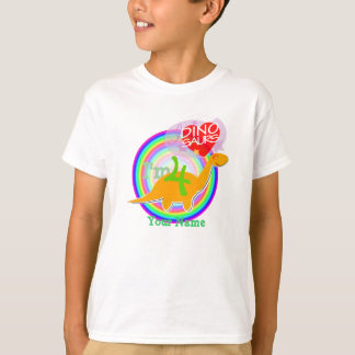 Ik ben 4 - 4e verjaardag Oranje Dino T-Shirt
