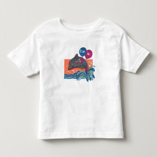"Ik ben 4" Dolphin T-shirt (Voorkant)