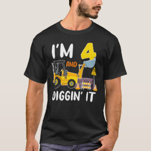 Ik ben 4 en ik citeer de bouwgraafmachine 4e bi t-shirt