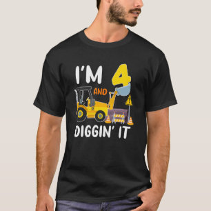 Ik ben 4 en ik citeer de bouwgraafmachine 4e bi t-shirt