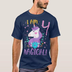 Ik ben 4 jaar oud en Magical Cute Unicorn Lover 4t T-shirt