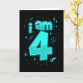 IK BEN 4 JAAR OUDE 4e verjaardag Jongen Ruimterdag Kaart (Gele Bloem)