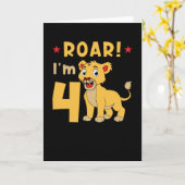 Ik ben 4 jaar oude Leo verjaardag Kaart (Gele Bloem)