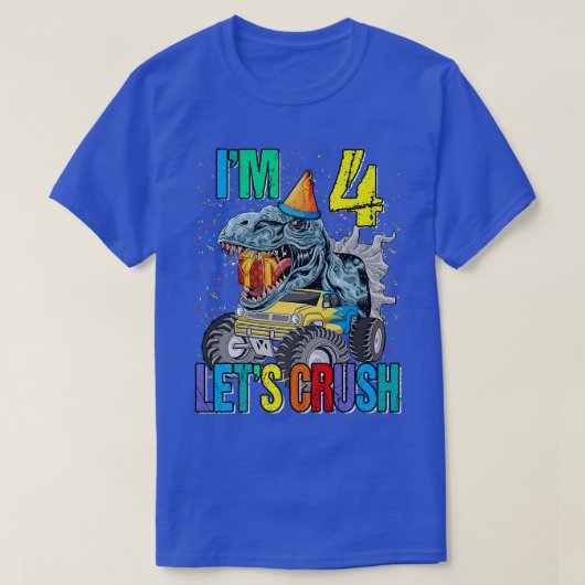 Ik ben 4 Laten we Crush Monster Truck Dinosaur T-shirt (Design voorkant)