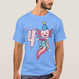Ik ben 4 met axolotl meisje verjaardag 4 jaar oud t-shirt