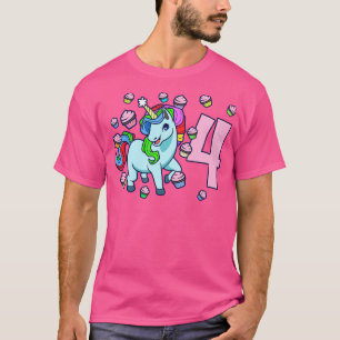 Ik ben 4 met eenhoorn meisje verjaardag 4 jaar oud t-shirt