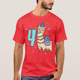 Ik ben 4 met Lama kinderen verjaardag 4 jaar oud T-shirt