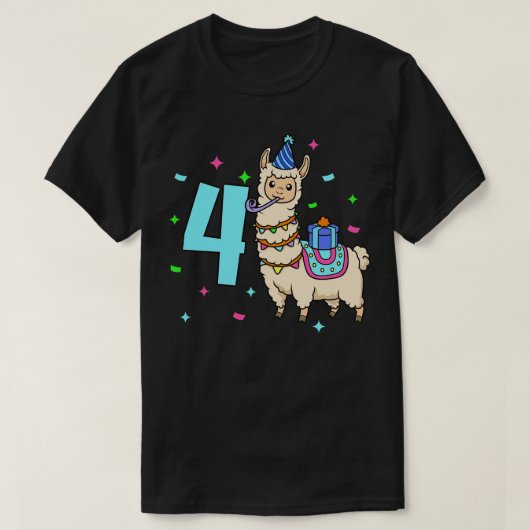 Ik ben 4 met Lama kinderen verjaardag 4 jaar oud T-shirt (Design voorkant)