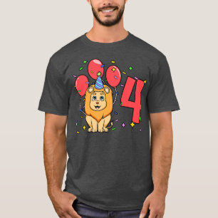 Ik ben 4 met leeuw kinderen verjaardag 4 jaar oud t-shirt