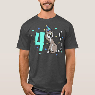Ik ben 4 met lemur kinderen verjaardag 4 jaar oud t-shirt