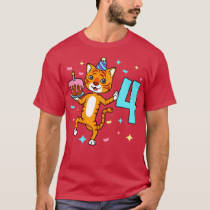 Ik ben 4 met tijgerjongen verjaardag 4 jaar oud t-shirt