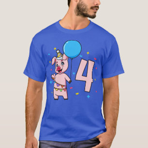 Ik ben 4 met varken kinderen verjaardag 4 jaar oud t-shirt