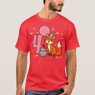 Ik ben 4 met vos meisje verjaardag 4 jaar oud t-shirt