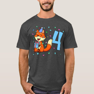 Ik ben 4 met vossenjongen verjaardag 4 jaar oud t-shirt