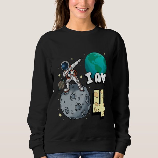 Ik ben 4 Space Astronaut Kid Moon Walker 4de verja Trui (Voorkant)