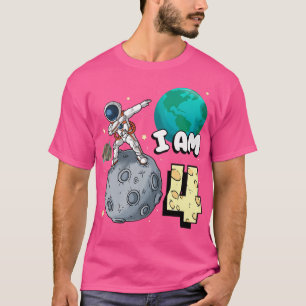 Ik ben 4 Space Astronaut Kind Moon Walker 4th Birt T-shirt