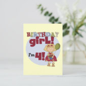 Ik ben 4 Verjaardags Meisje T-shirts en Gifts Briefkaart (Staand voorkant)