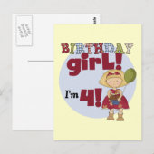 Ik ben 4 Verjaardags Meisje T-shirts en Gifts Briefkaart (Voorkant / Achterkant)