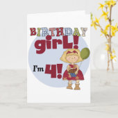 Ik ben 4 Verjaardags Meisje T-shirts en Gifts Kaart (Gele Bloem)