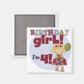 Ik ben 4 Verjaardags Meisje T-shirts en Gifts Magneet (Voorkant / Achterkant)