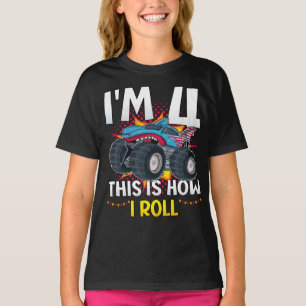 Ik ben 4 zo draai ik Monster Truck Girl T-shirt