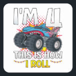 Ik ben 4 Zo ga ik Monster Truck draaien Vierkante Sticker<br><div class="desc">Ik ben 4 zo draai ik Monster Truck 4th Birthday Boys Family Matching Design Gift Square Sticker Classic Collectie.</div>